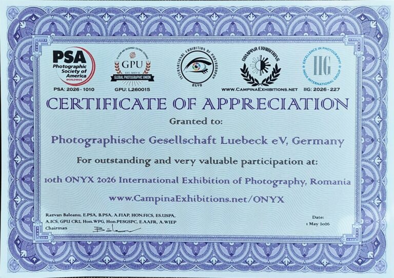 Photographische Gesellschaft Lübeck e.V. wiederholt Wettbewerbserfolg!